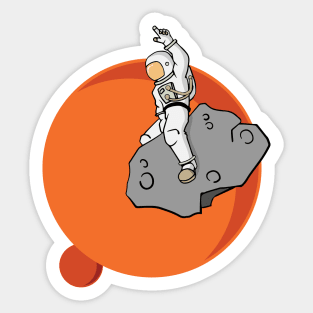 Astronaut Riding an Asteroid Sticker